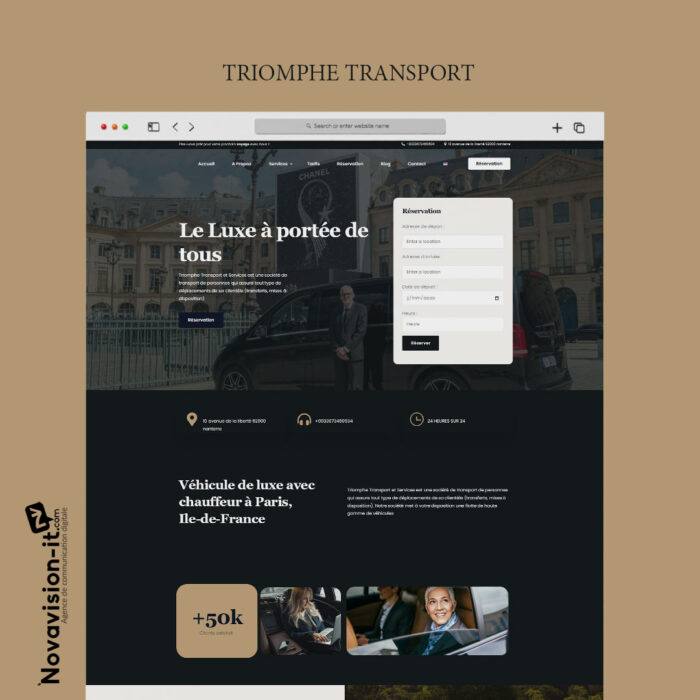 Création du site vitrine pour triomphe-transport - France